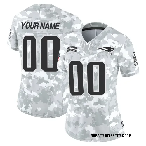 New England Patriots Women's Limited Arctic Camo 2024 Salute to Service Jersey (00 Custom)