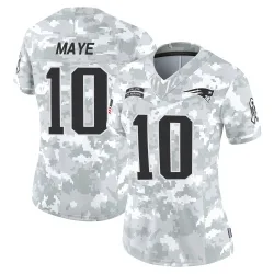 New England Patriots Women's Limited Arctic Camo 2024 Salute to Service Jersey (10 Drake Maye)