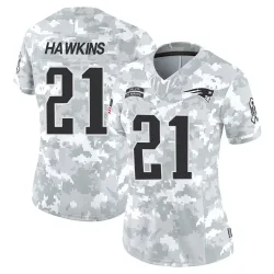 New England Patriots Women's Limited Arctic Camo 2024 Salute to Service Jersey (21 Jaylinn Hawkins)