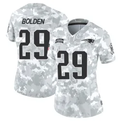 New England Patriots Women's Limited Arctic Camo 2024 Salute to Service Jersey (29 Isaiah Bolden)