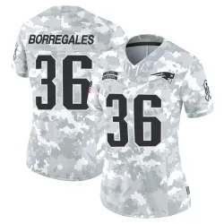 New England Patriots Women's Limited Arctic Camo 2024 Salute to Service Jersey (36 Andy Borregales)