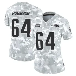 New England Patriots Women's Limited Arctic Camo 2024 Salute to Service Jersey (64 Layden Robinson)