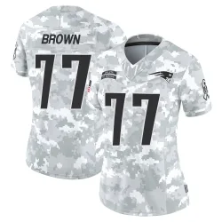 New England Patriots Women's Limited Arctic Camo 2024 Salute to Service Jersey (77 Ben Brown)