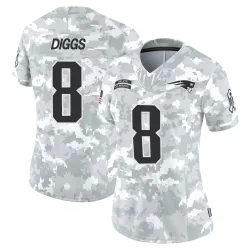 New England Patriots Women's Limited Arctic Camo 2024 Salute to Service Jersey (8 Stefon Diggs)