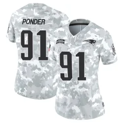 New England Patriots Women's Limited Arctic Camo 2024 Salute to Service Jersey (91 Elijah Ponder)
