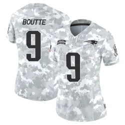 New England Patriots Women's Limited Arctic Camo 2024 Salute to Service Jersey (9 Kayshon Boutte)
