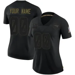 New England Patriots Women's Limited Black 2020 Salute To Service Jersey (00 Custom)