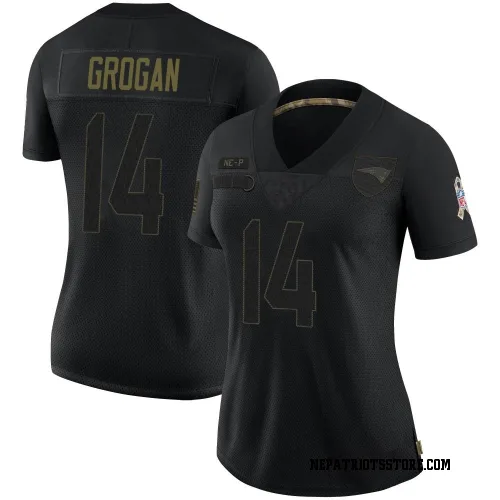 New England Patriots Women's Limited Black 2020 Salute To Service Jersey (14 Steve Grogan)