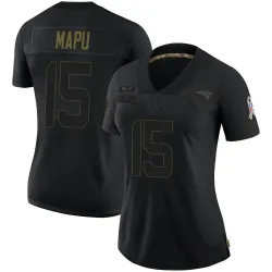 New England Patriots Women's Limited Black 2020 Salute To Service Jersey (15 Marte Mapu)