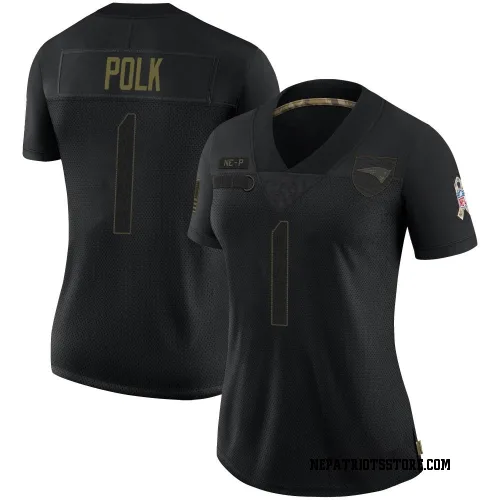 New England Patriots Women's Limited Black 2020 Salute To Service Jersey (1 Ja'Lynn Polk)