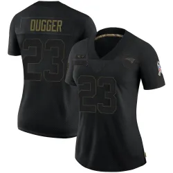 New England Patriots Women's Limited Black 2020 Salute To Service Jersey (23 Kyle Dugger)