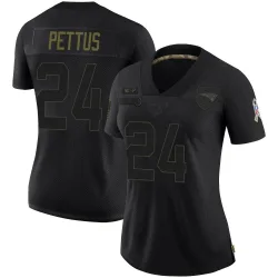 New England Patriots Women's Limited Black 2020 Salute To Service Jersey (24 Dell Pettus)