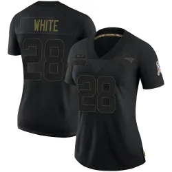 New England Patriots Women's Limited Black 2020 Salute To Service Jersey (28 James White)