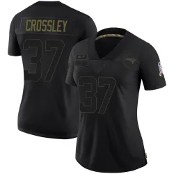 New England Patriots Women's Limited Black 2020 Salute To Service Jersey (37 Brandon Crossley)