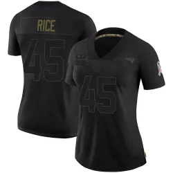 New England Patriots Women's Limited Black 2020 Salute To Service Jersey (45 Monty Rice)