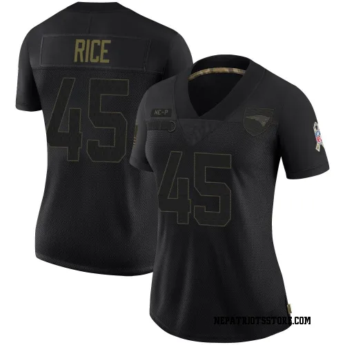 New England Patriots Women's Limited Black 2020 Salute To Service Jersey (45 Monty Rice)