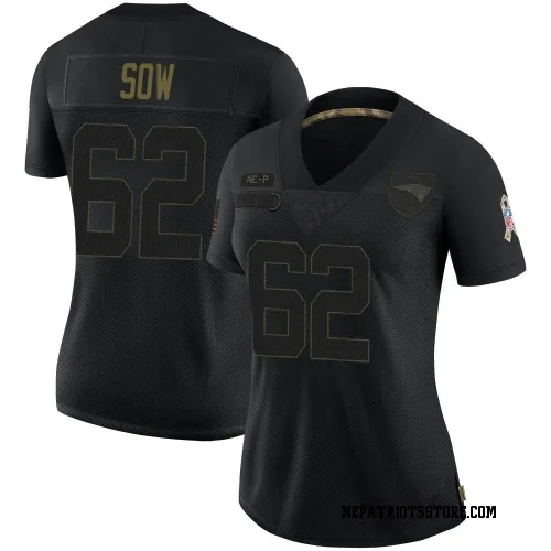 New England Patriots Women's Limited Black 2020 Salute To Service Jersey (62 Sidy Sow)