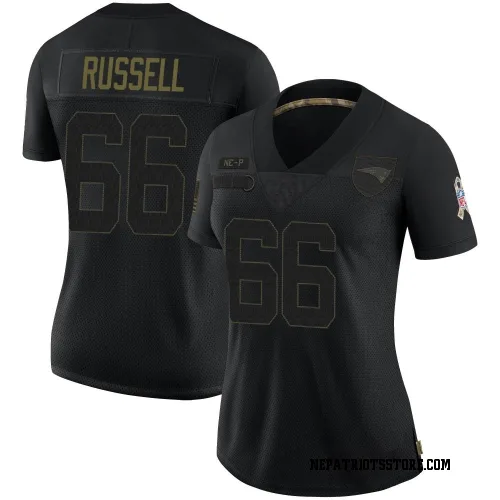 New England Patriots Women's Limited Black 2020 Salute To Service Jersey (66 Jotham Russell)