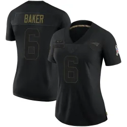 New England Patriots Women's Limited Black 2020 Salute To Service Jersey (6 Javon Baker)