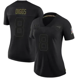 New England Patriots Women's Limited Black 2020 Salute To Service Jersey (8 Stefon Diggs)