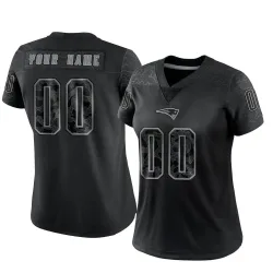 New England Patriots Women's Limited Black Reflective Jersey (00 Custom)