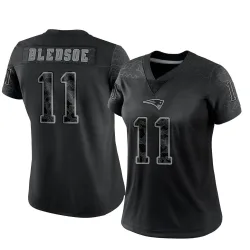New England Patriots Women's Limited Black Reflective Jersey (11 Drew Bledsoe)