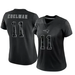 New England Patriots Women's Limited Black Reflective Jersey (11 Julian Edelman)