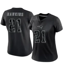 New England Patriots Women's Limited Black Reflective Jersey (21 Jaylinn Hawkins)