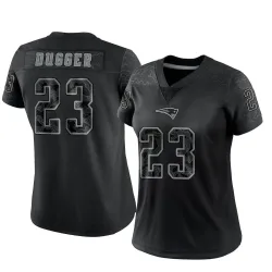 New England Patriots Women's Limited Black Reflective Jersey (23 Kyle Dugger)