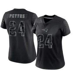 New England Patriots Women's Limited Black Reflective Jersey (24 Dell Pettus)