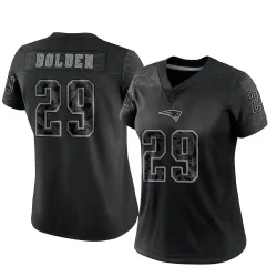 New England Patriots Women's Limited Black Reflective Jersey (29 Isaiah Bolden)