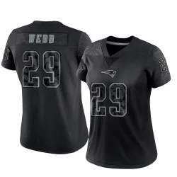 New England Patriots Women's Limited Black Reflective Jersey (29 Jeremiah Webb)