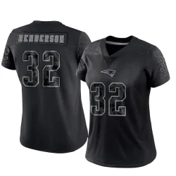 New England Patriots Women's Limited Black Reflective Jersey (32 TreVeyon Henderson)