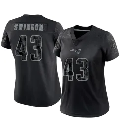 New England Patriots Women's Limited Black Reflective Jersey (43 Bradyn Swinson)