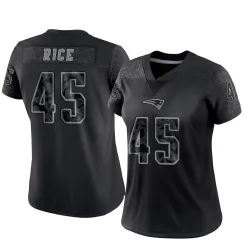 New England Patriots Women's Limited Black Reflective Jersey (45 Monty Rice)