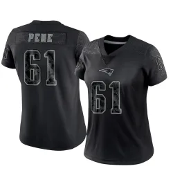 New England Patriots Women's Limited Black Reflective Jersey (61 Wilfried Pene)