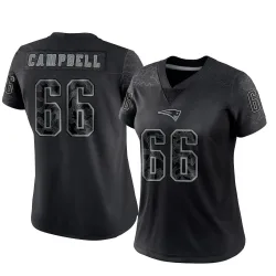 New England Patriots Women's Limited Black Reflective Jersey (66 Will Campbell)