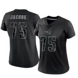 New England Patriots Women's Limited Black Reflective Jersey (75 Demontrey Jacobs)