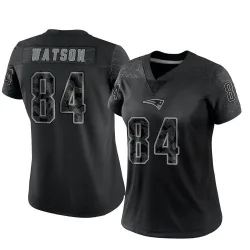 New England Patriots Women's Limited Black Reflective Jersey (84 Benjamin Watson)