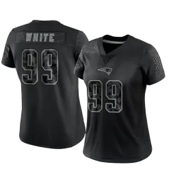 New England Patriots Women's Limited Black Reflective Jersey (99 Keion White)
