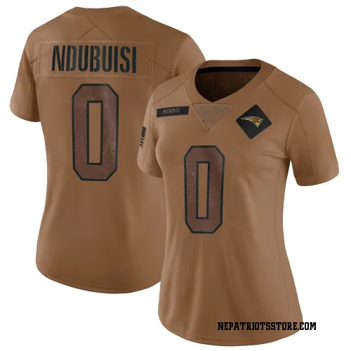 New England Patriots Women's Limited Brown 2023 Salute To Service Jersey (0 Haggai Ndubuisi)