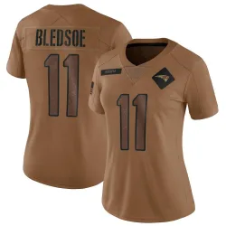 New England Patriots Women's Limited Brown 2023 Salute To Service Jersey (11 Drew Bledsoe)