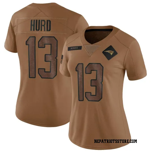 New England Patriots Women's Limited Brown 2023 Salute To Service Jersey (13 Jalen Hurd)