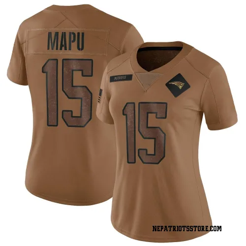 New England Patriots Women's Limited Brown 2023 Salute To Service Jersey (15 Marte Mapu)