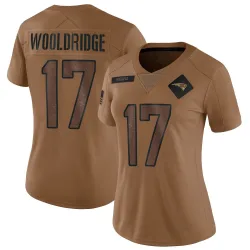 New England Patriots Women's Limited Brown 2023 Salute To Service Jersey (17 Ben Wooldridge)