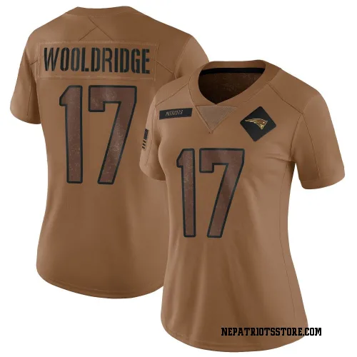 New England Patriots Women's Limited Brown 2023 Salute To Service Jersey (17 Ben Wooldridge)