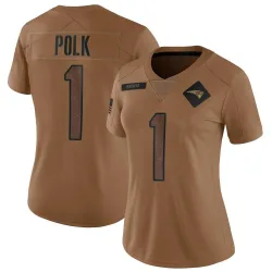 New England Patriots Women's Limited Brown 2023 Salute To Service Jersey (1 Ja'Lynn Polk)
