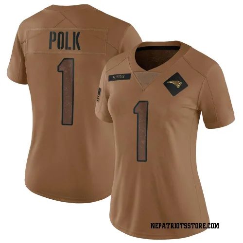 New England Patriots Women's Limited Brown 2023 Salute To Service Jersey (1 Ja'Lynn Polk)