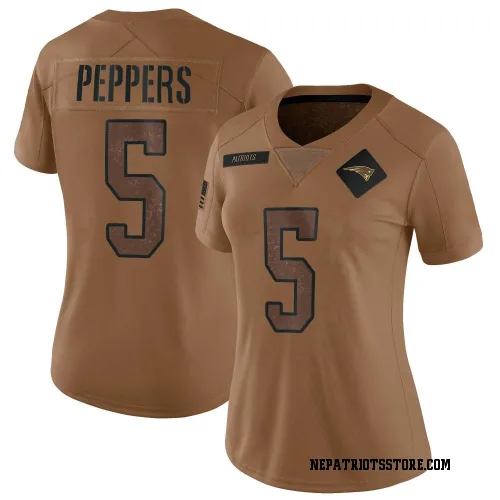 New England Patriots Women's Limited Brown 2023 Salute To Service Jersey (5 Jabrill Peppers)