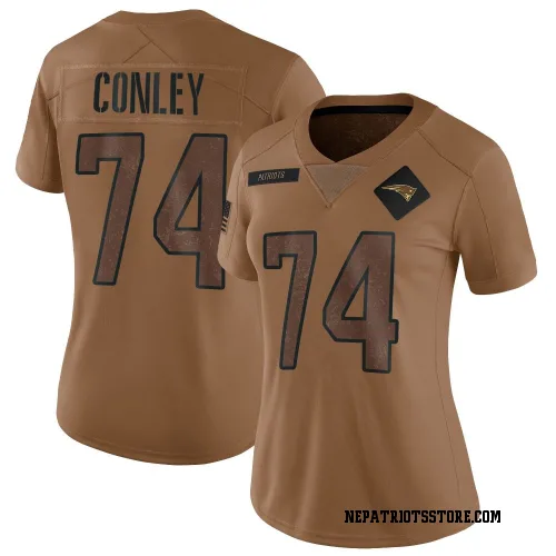 New England Patriots Women's Limited Brown 2023 Salute To Service Jersey (74 Jack Conley)